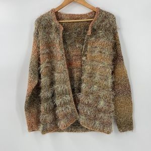 Bohemian eyelash knit chunky knit shades of fall autumn colors sweater cardigan